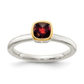 Sterling Silver Rhodium-plated w/ 14K Accent Garnet Ring
