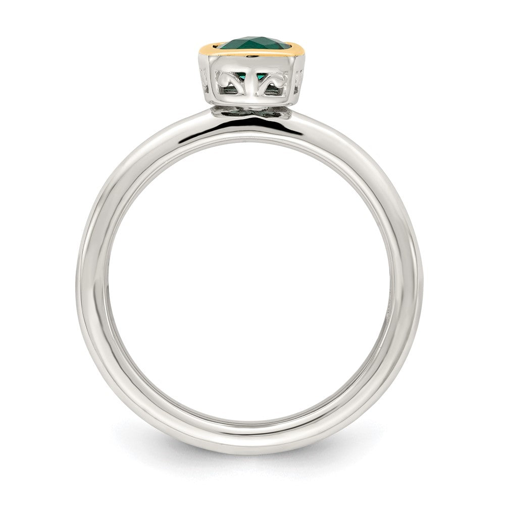 Sterling Silver Rhodium-plated w/ 14K Accent Created Emerald Ring