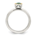 Sterling Silver Rhodium-plated w/ 14K Accent Created Emerald Ring