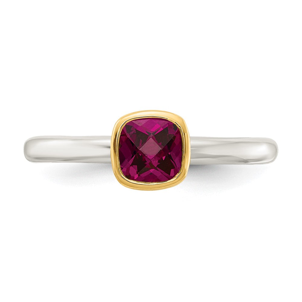 Sterling Silver Rhodium-plated w/ 14K Accent Rhodolite Garnet Ring
