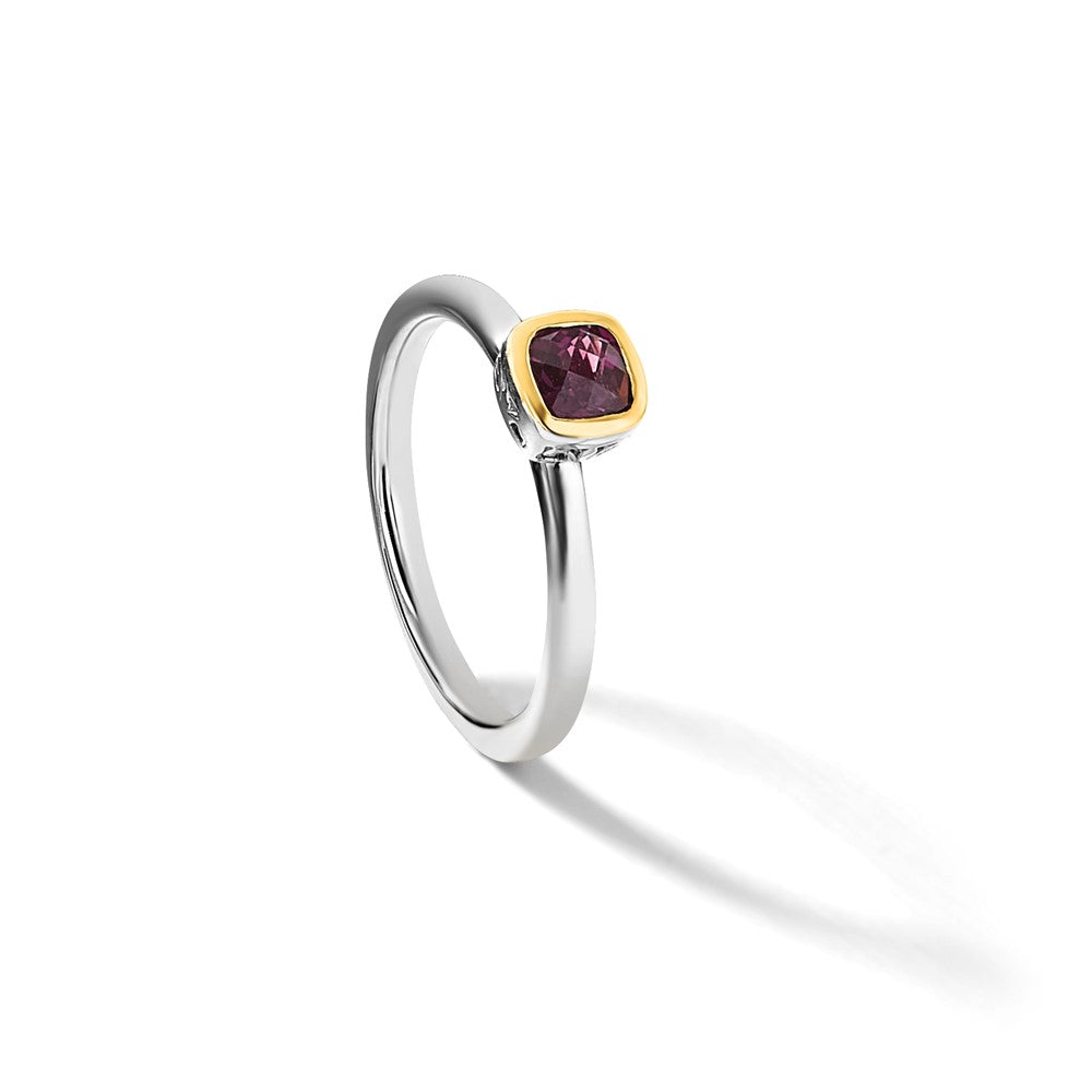 Sterling Silver Rhodium-plated w/ 14K Accent Rhodolite Garnet Ring