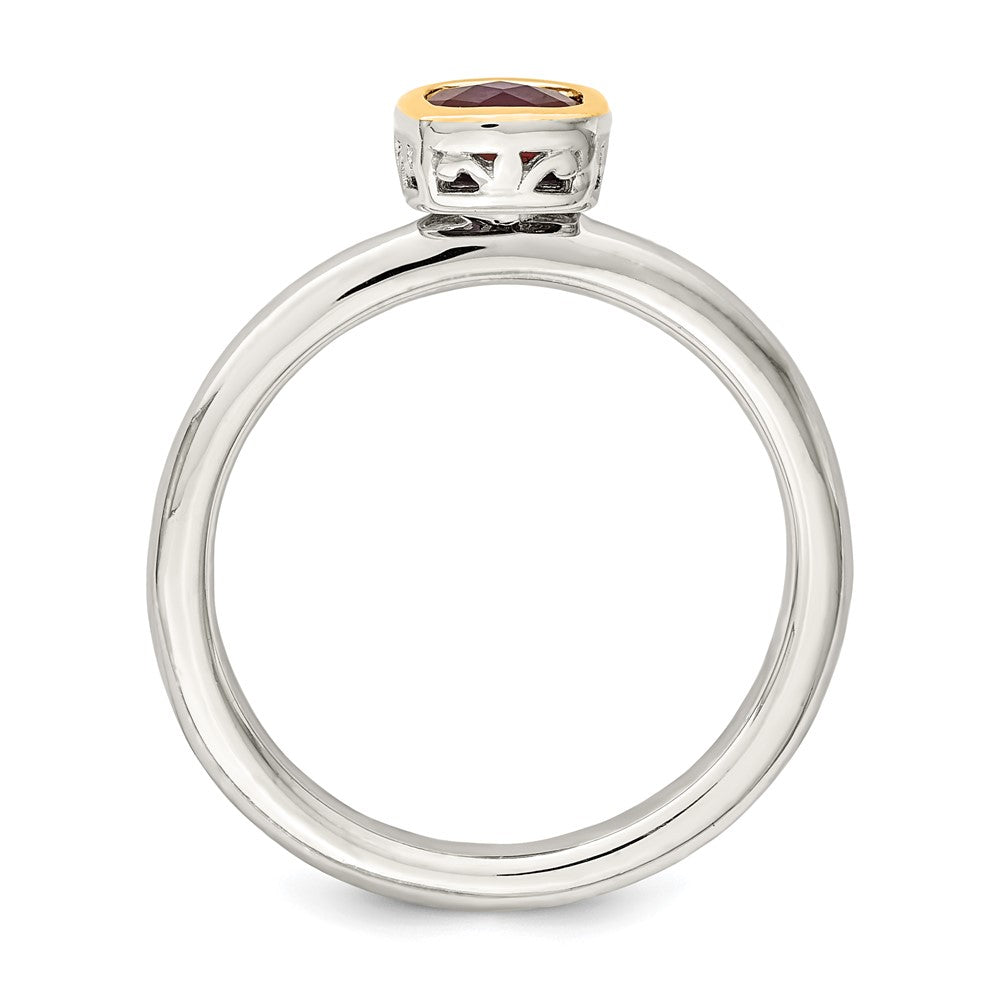 Sterling Silver Rhodium-plated w/ 14K Accent Created Ruby Ring