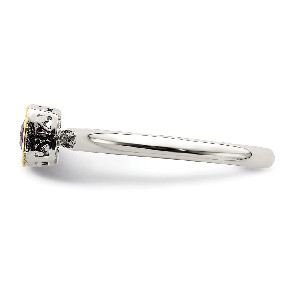 Sterling Silver Rhodium-plated w/ 14K Accent Created Ruby Ring