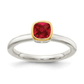 Sterling Silver Rhodium-plated w/ 14K Accent Created Ruby Ring