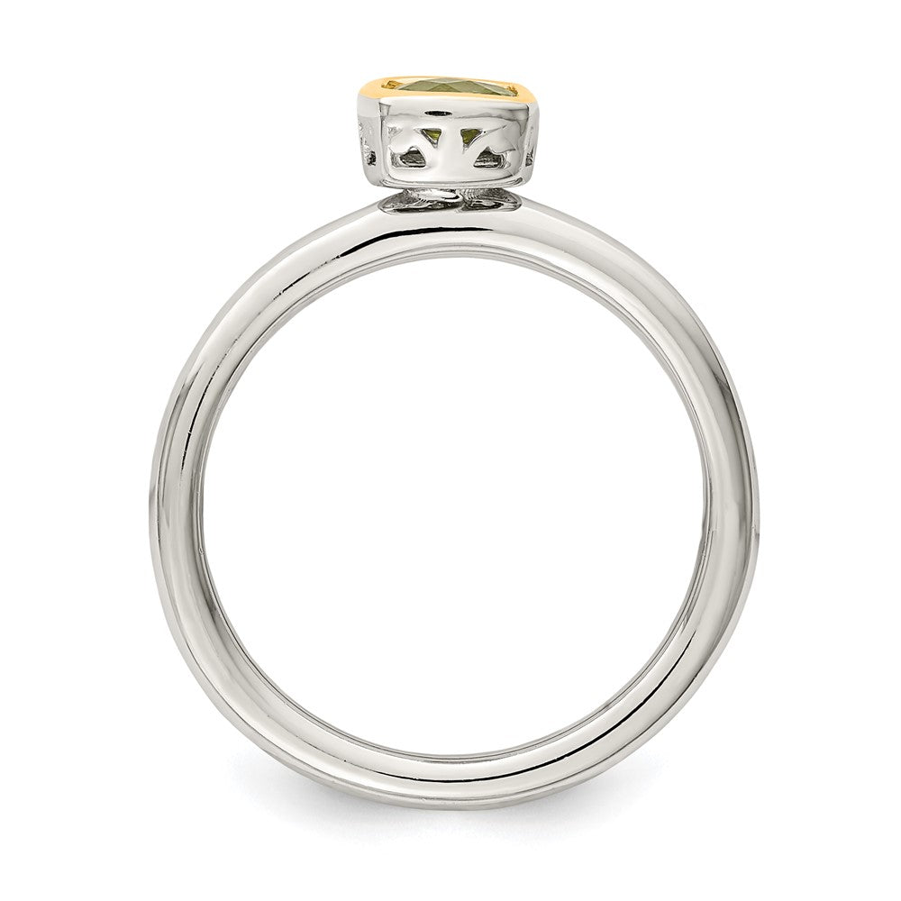 Sterling Silver Rhodium-plated w/ 14K Accent Peridot Ring