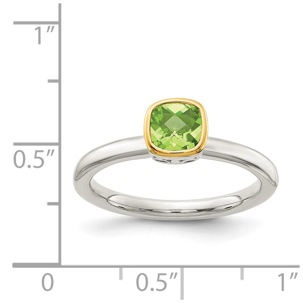 Sterling Silver Rhodium-plated w/ 14K Accent Peridot Ring