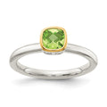 Sterling Silver Rhodium-plated w/ 14K Accent Peridot Ring
