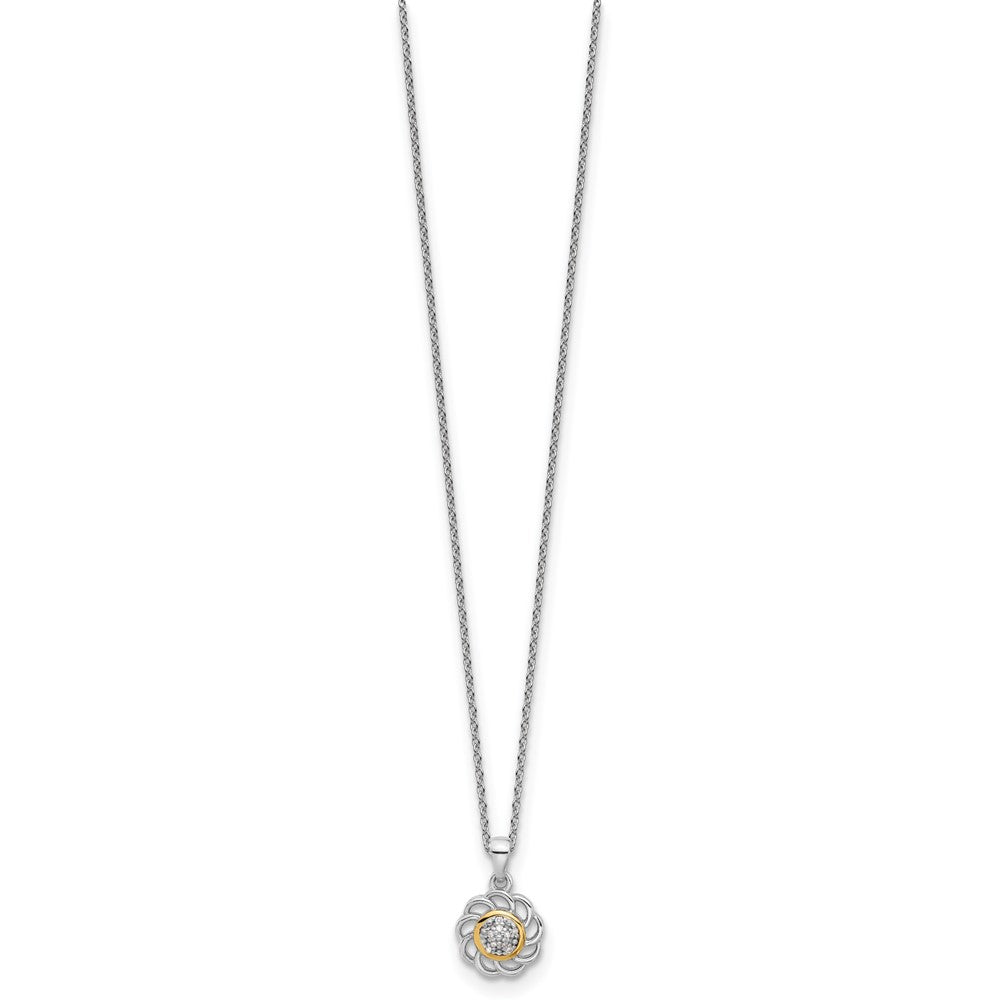 Sterling Silver Rhodium-plated w/14K Accent and Diamond 18in Necklace