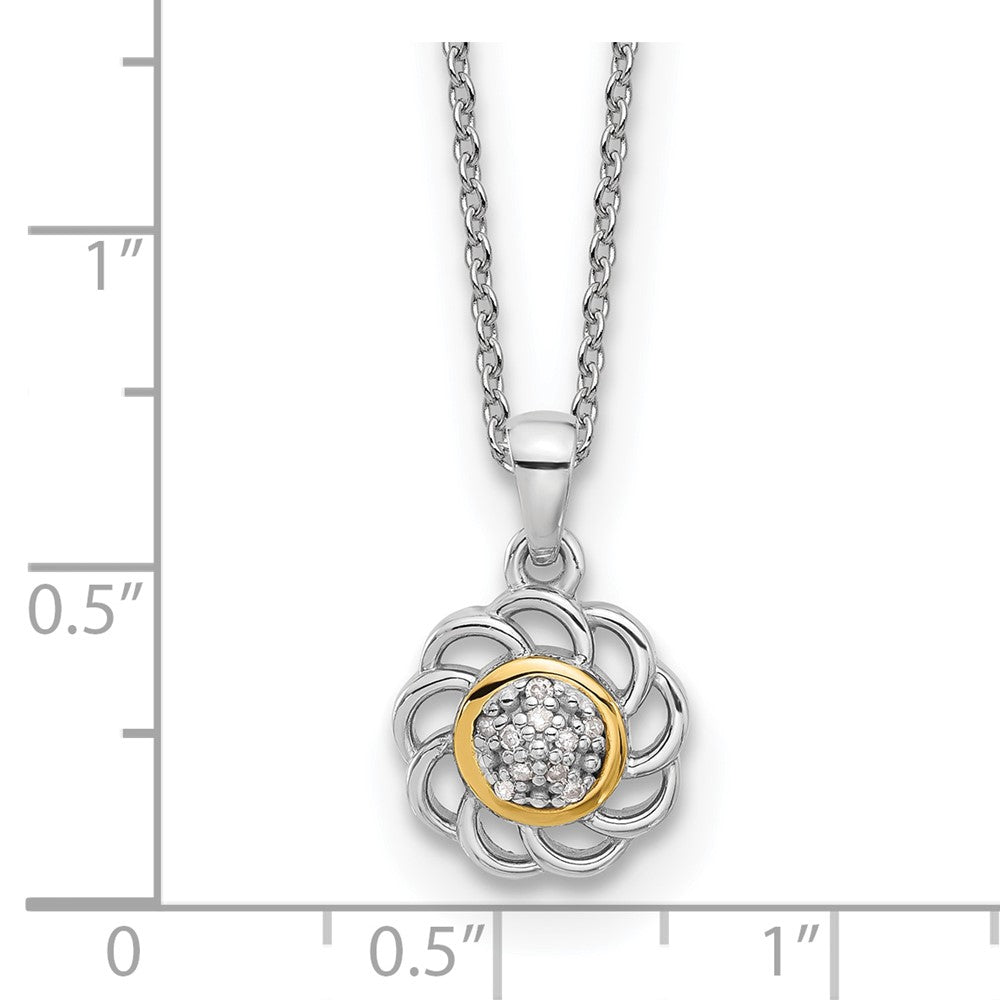 Sterling Silver Rhodium-plated w/14K Accent and Diamond 18in Necklace