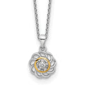 Sterling Silver Rhodium-plated w/14K Accent and Diamond 18in Necklace