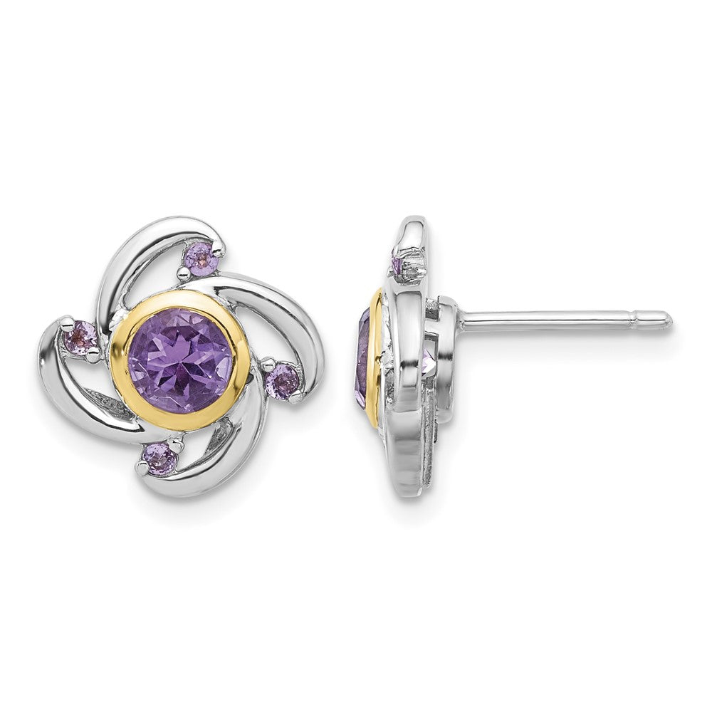 Sterling Silver w/14k RH Plated 1.05Amethyst and .12Pink Quartz Earrings
