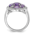 Sterling Silver Rh-pl w/14K .78AM/1.0Pink Quartz/.06Wht Topaz Ring