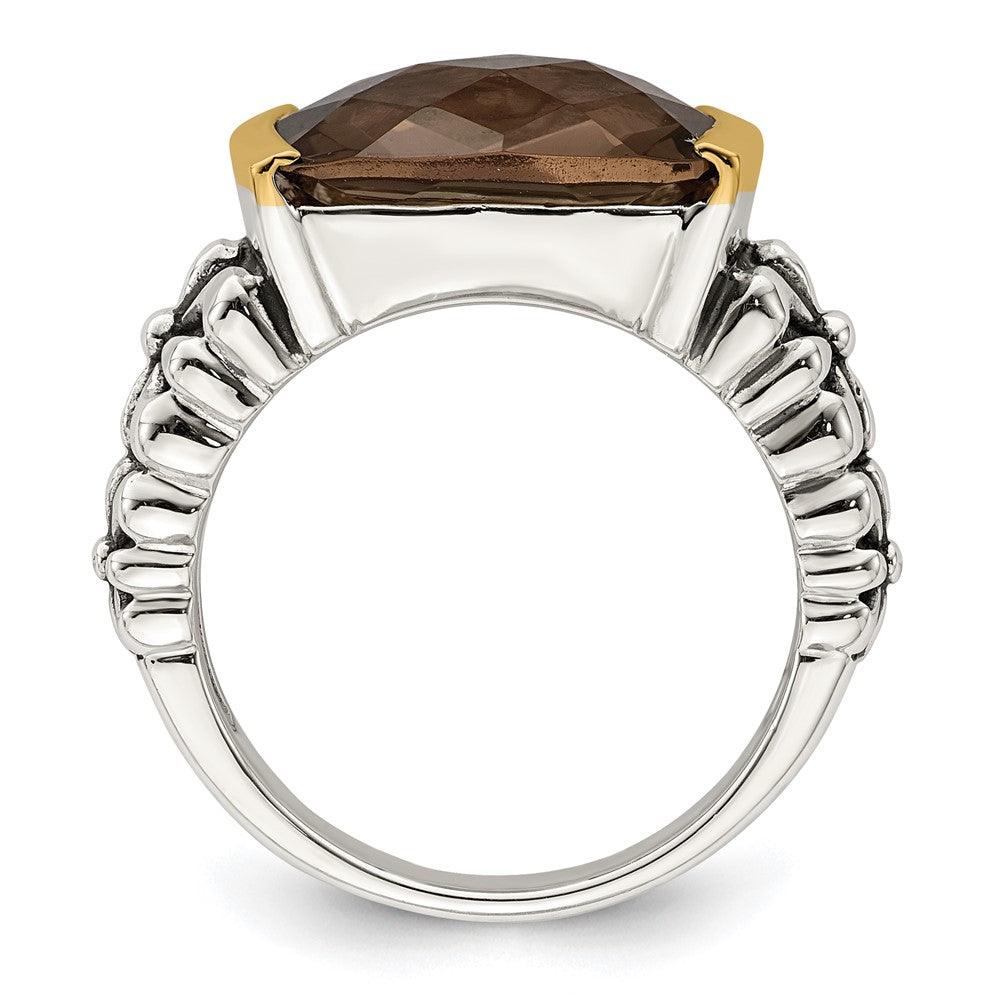Sterling Silver Antiqued w/14k Smoky Quartz Ring