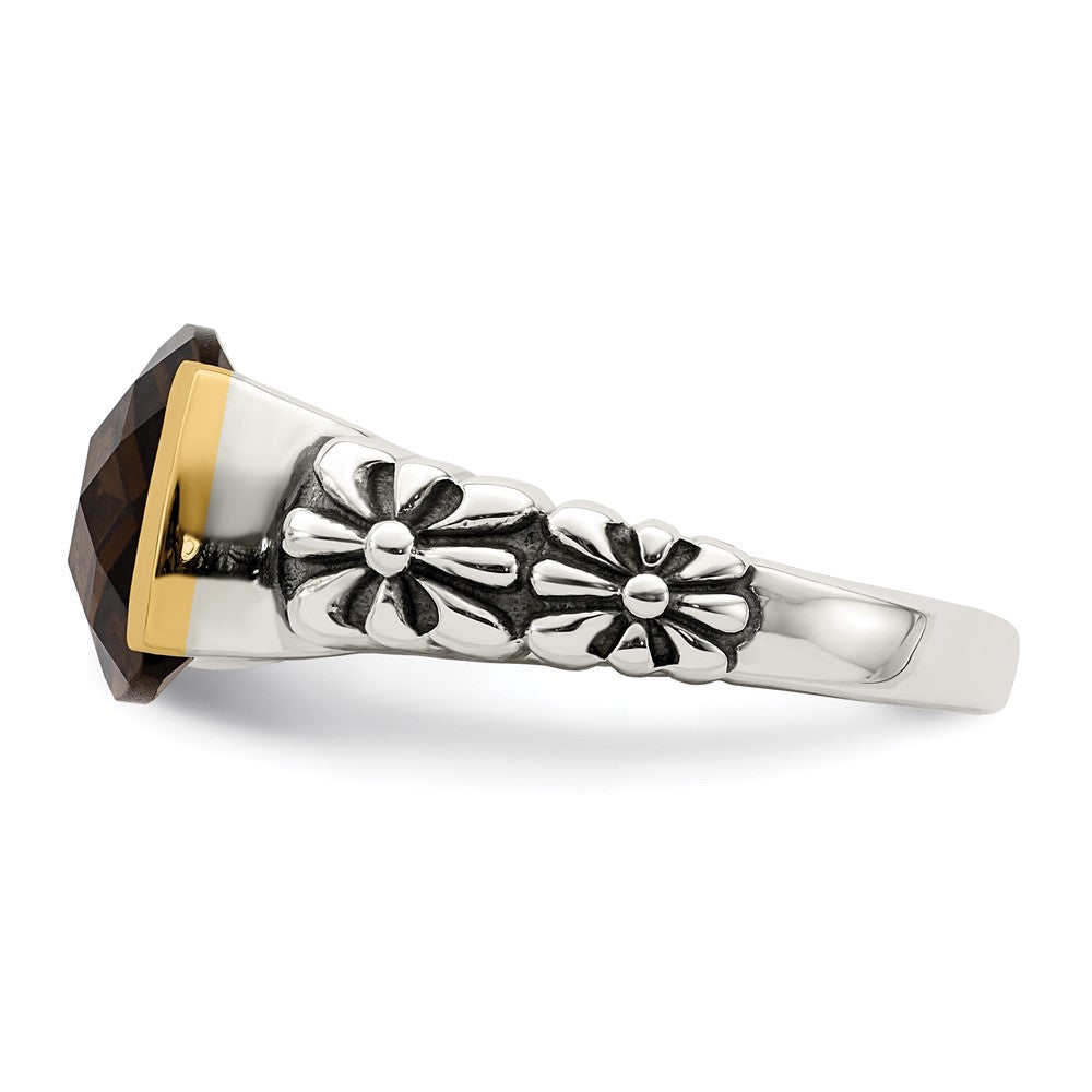 Sterling Silver Antiqued w/14k Smoky Quartz Ring