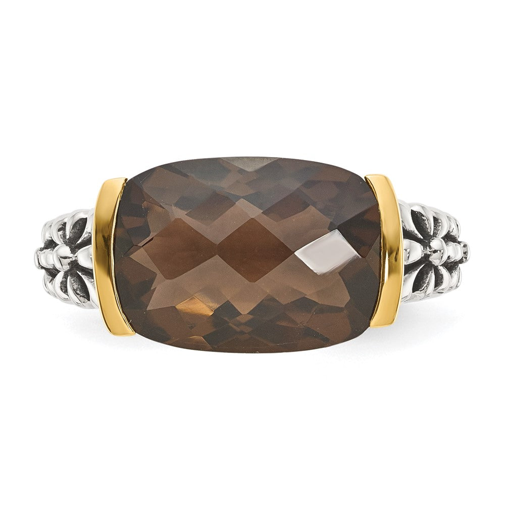 Sterling Silver Antiqued w/14k Smoky Quartz Ring