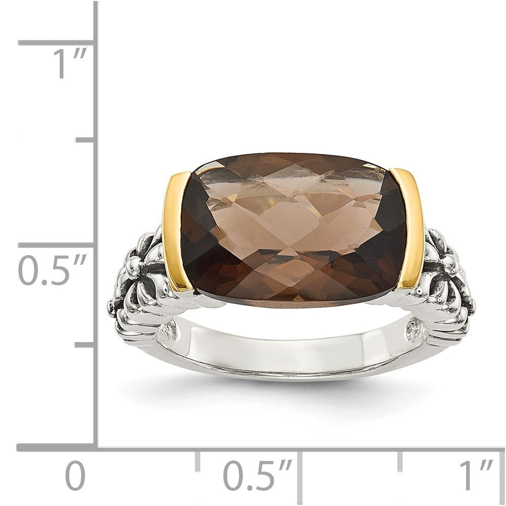 Sterling Silver Antiqued w/14k Smoky Quartz Ring