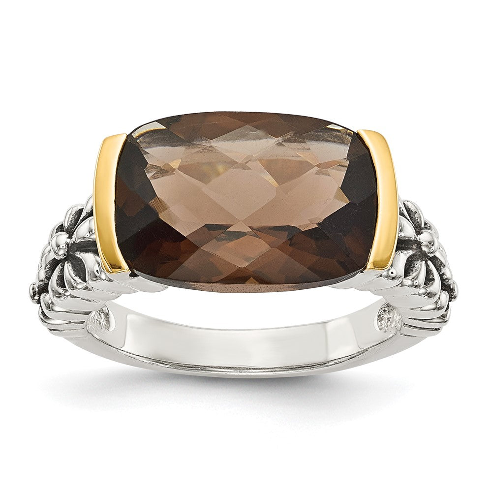 Sterling Silver Antiqued w/14k Smoky Quartz Ring