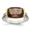 Sterling Silver Antiqued w/14k Smoky Quartz Ring
