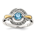 Sterling Silver w/14k Antiqued Light Swiss Blue Topaz Ring
