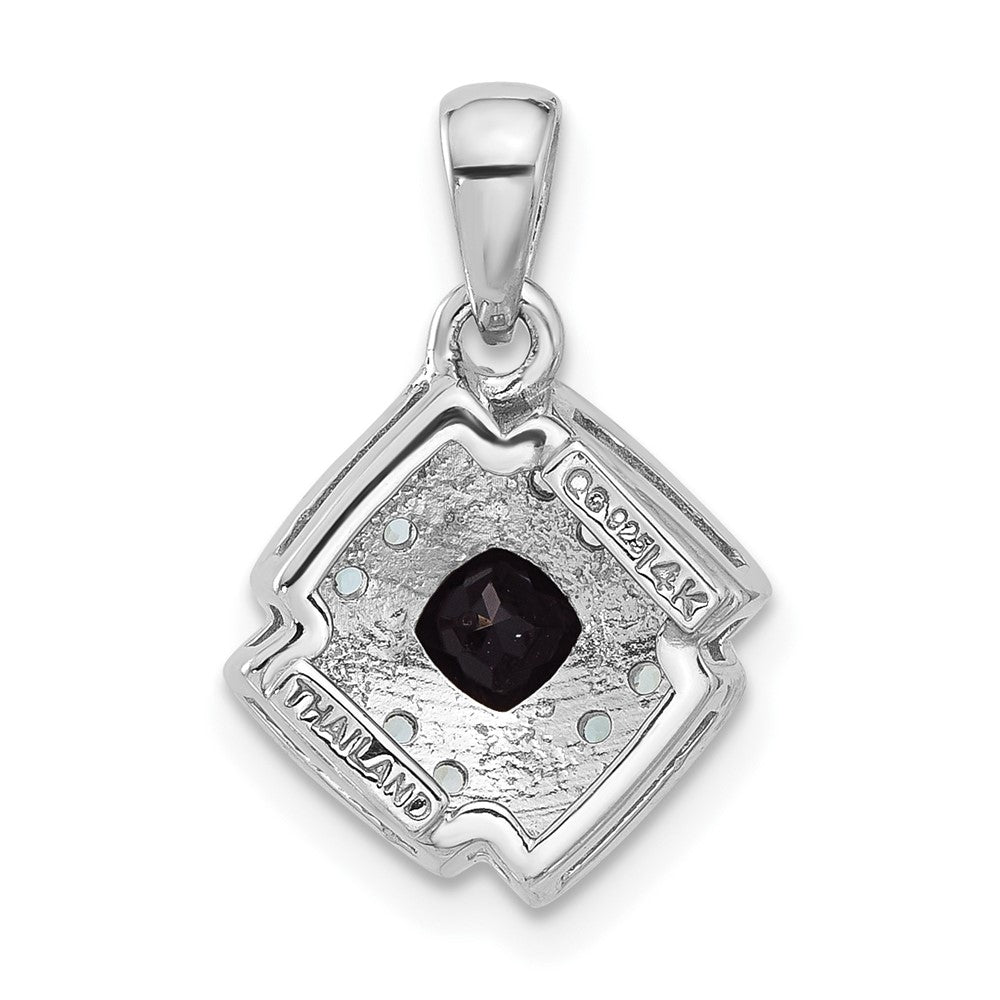 Sterling Silver Rh-pl w/14K .49 Onyx and .16 Swiss Blue Topaz Necklace
