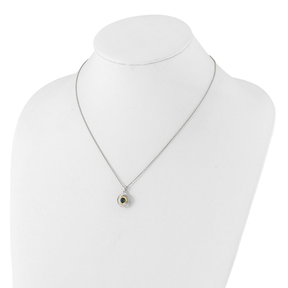 Sterling Silver Rhodium-plated w/14K London Blue Topaz Necklace