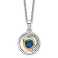 Sterling Silver Rhodium-plated w/14K London Blue Topaz Necklace