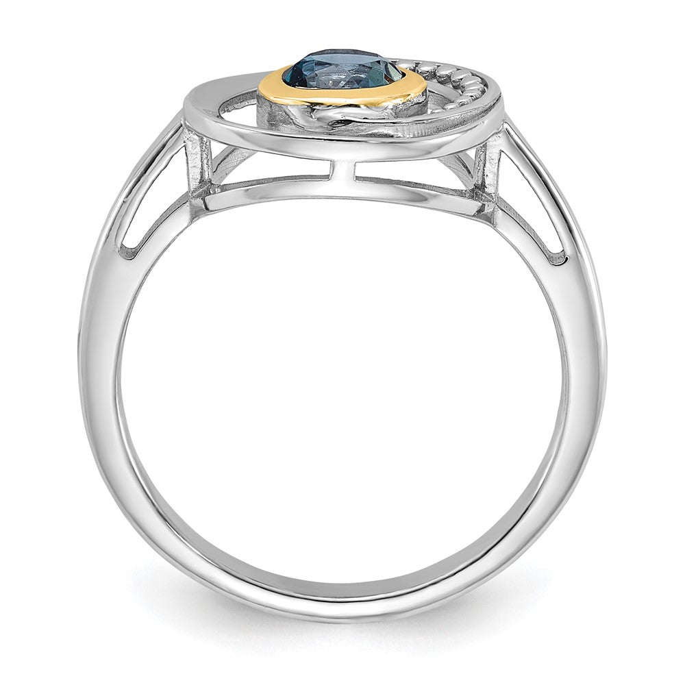Sterling Silver Rhodium-plated w/14K London Blue Topaz Ring