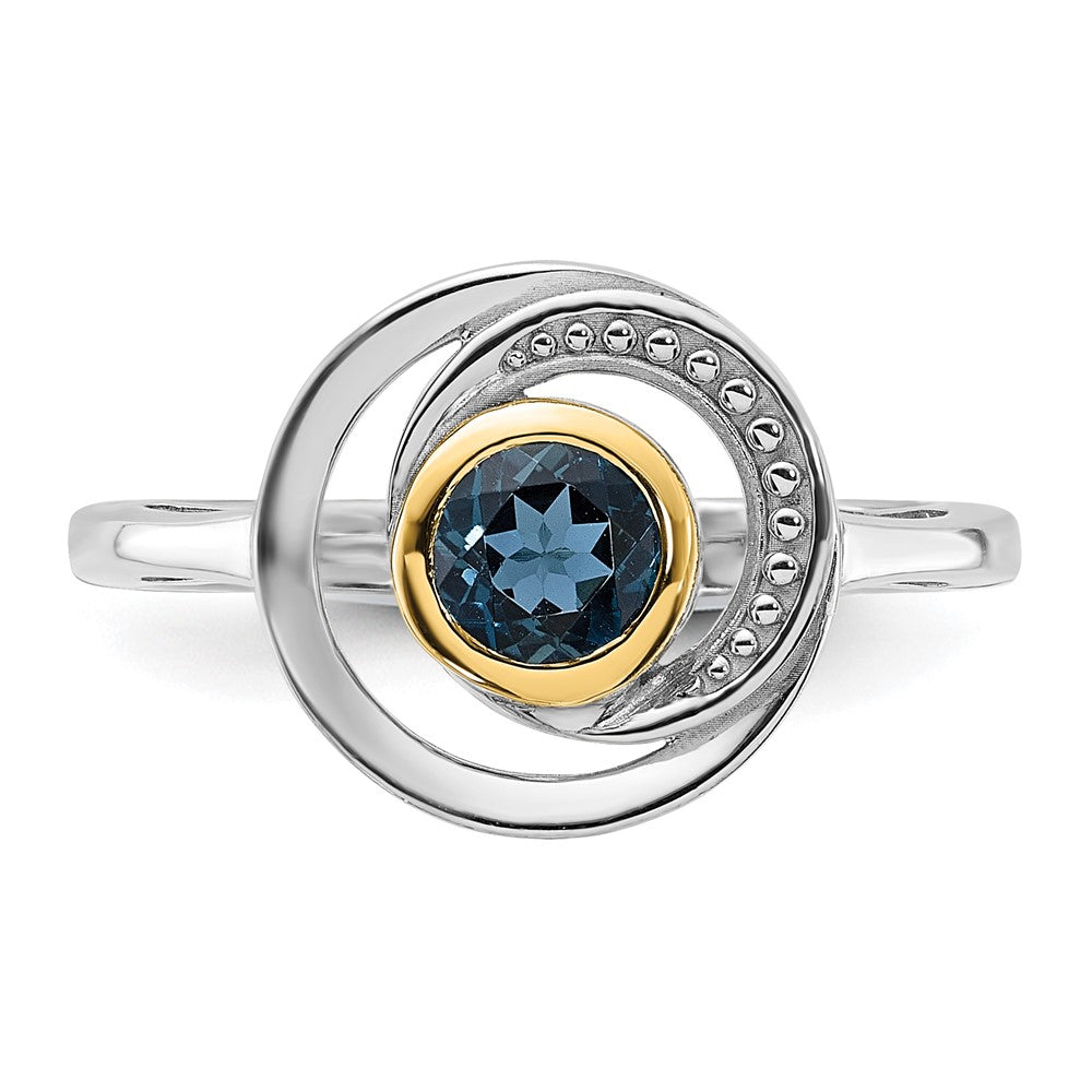 Sterling Silver Rhodium-plated w/14K London Blue Topaz Ring