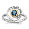 Sterling Silver Rhodium-plated w/14K London Blue Topaz Ring