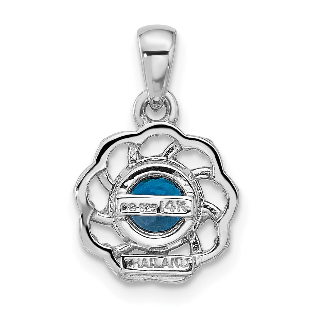 Sterling Silver Rhodium-plated w/14K London Blue Topaz Necklace