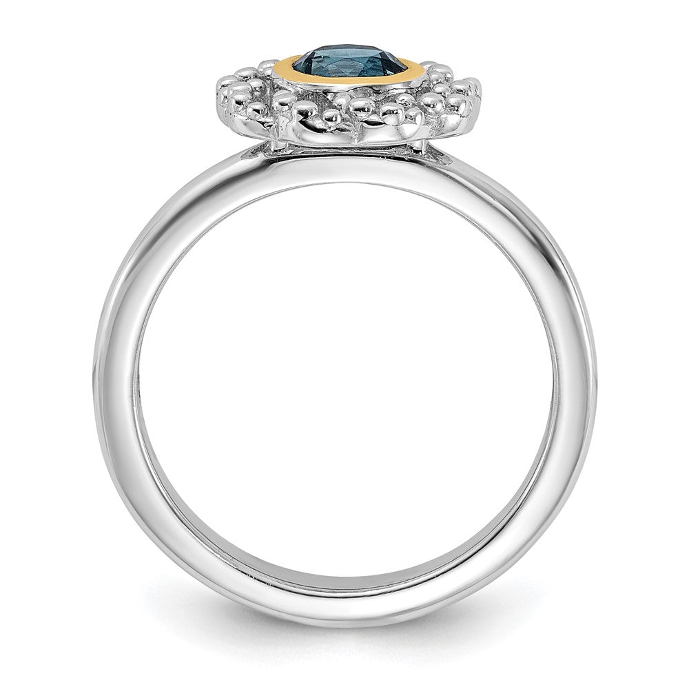 Sterling Silver Rhodium-plated w/14K London Blue Topaz Ring