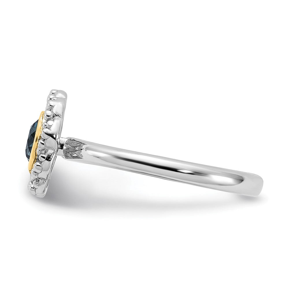 Sterling Silver Rhodium-plated w/14K London Blue Topaz Ring