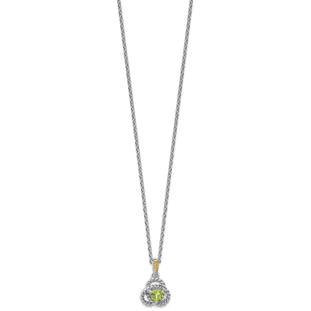 Sterling Silver Rhodium-plated w/14K Peridot Necklace