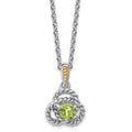 Sterling Silver Rhodium-plated w/14K Peridot Necklace