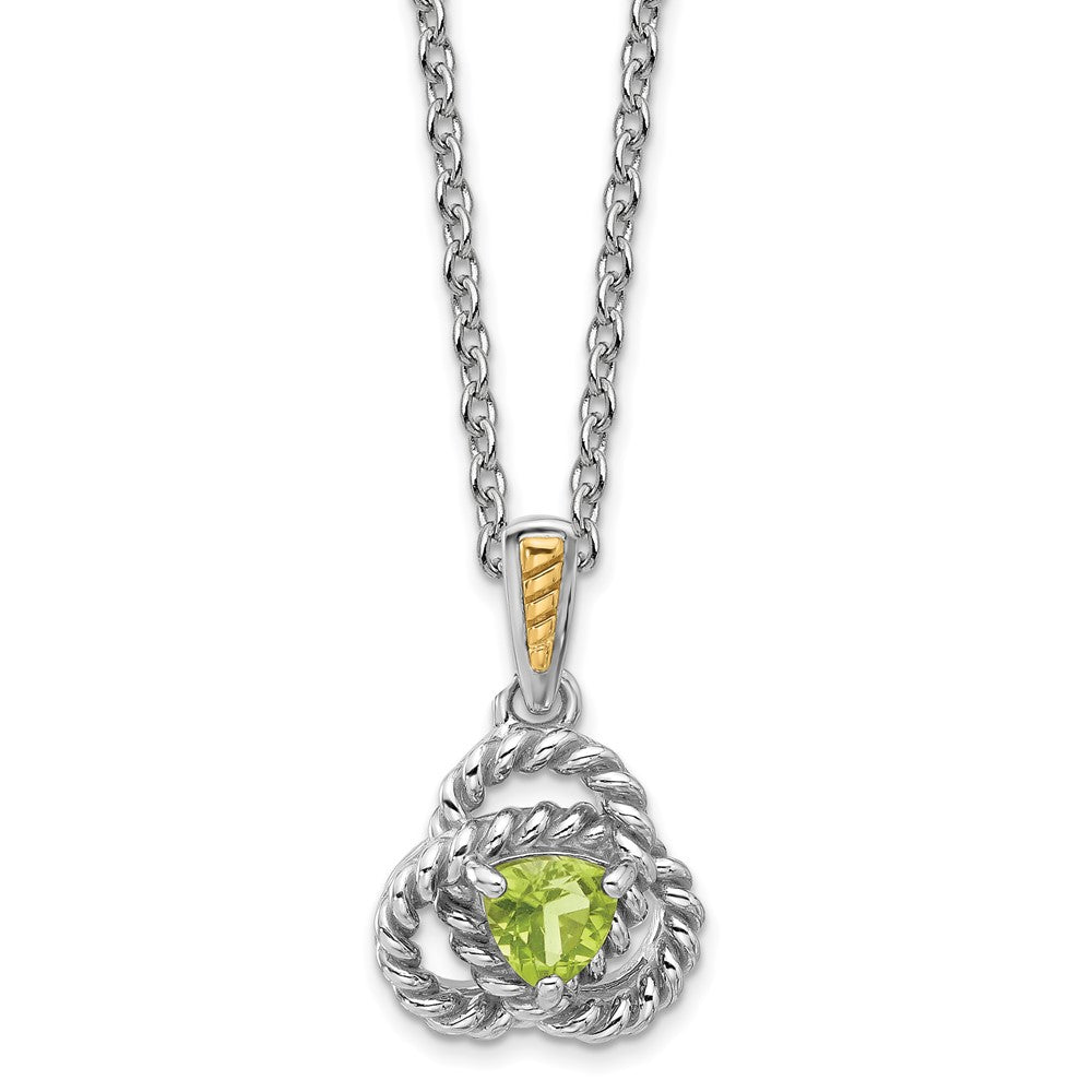 Sterling Silver Rhodium-plated w/14K Peridot Necklace