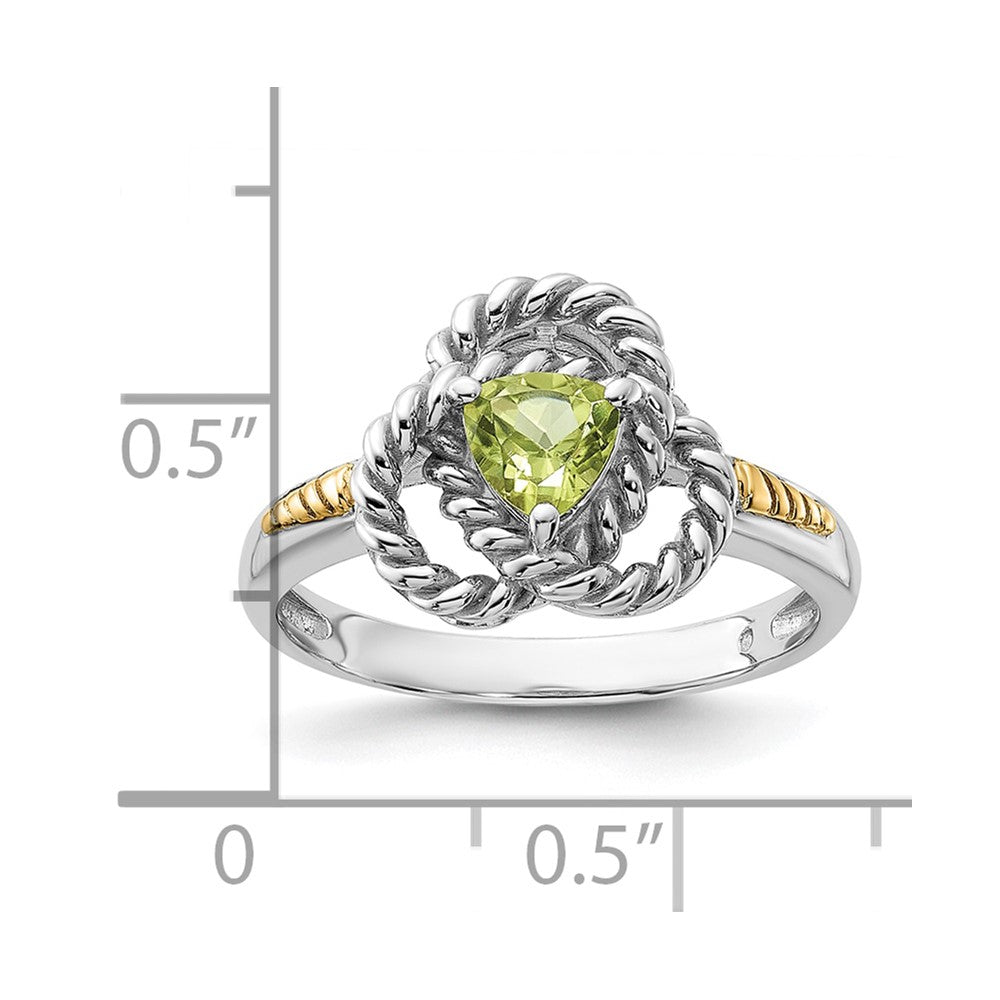 Sterling Silver Rhodium-plated w/14K Peridot Ring