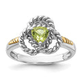Sterling Silver Rhodium-plated w/14K Peridot Ring