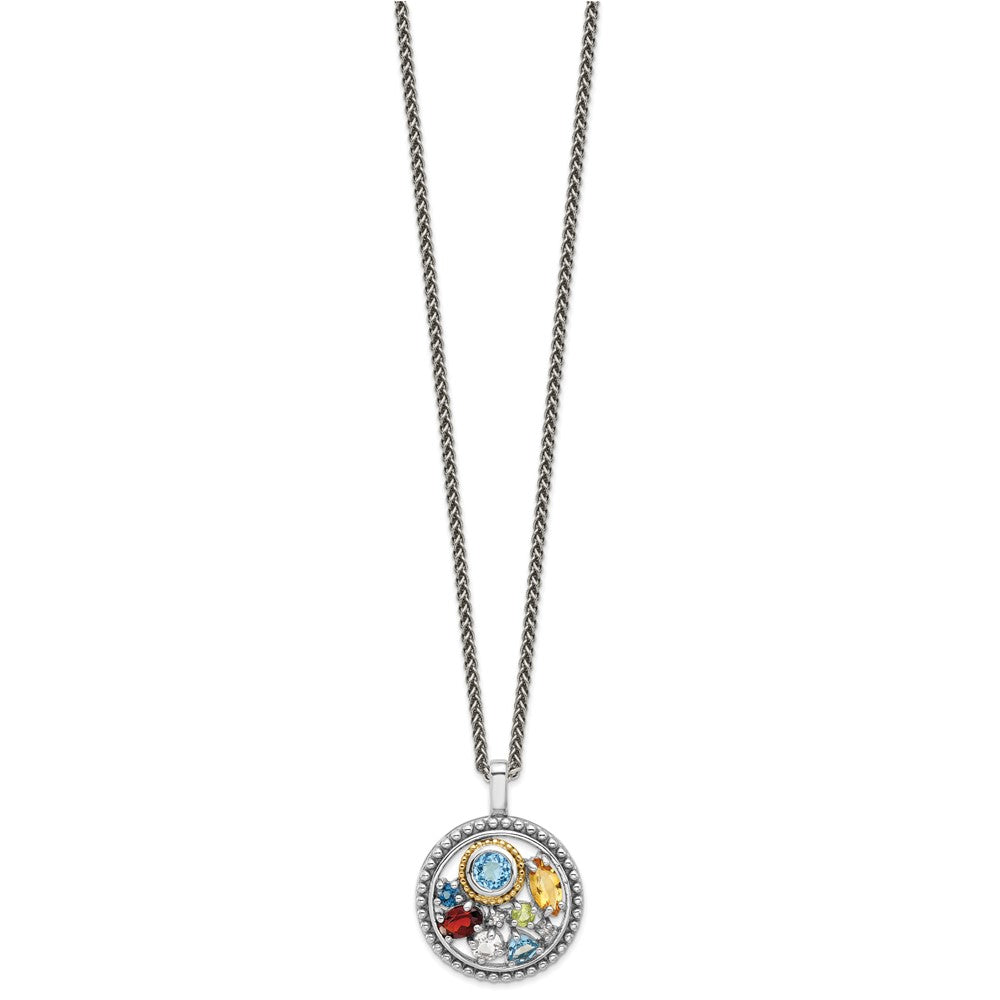 Sterling Silver Rh-plat w/14K .43 CI/.93 SBT/.14 LBT/.13 PE Necklace