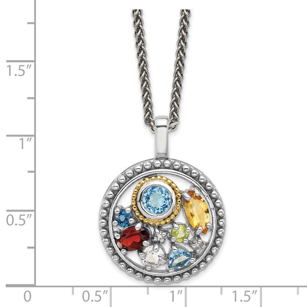 Sterling Silver Rh-plat w/14K .43 CI/.93 SBT/.14 LBT/.13 PE Necklace