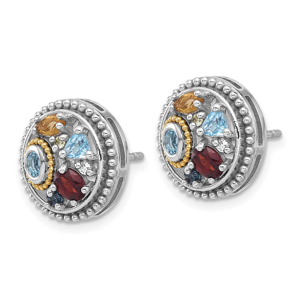 SS Rh-pl w/14K .10LBT/.55SBT/.52GA/.19CI/.02PE/.06WTM Earrings