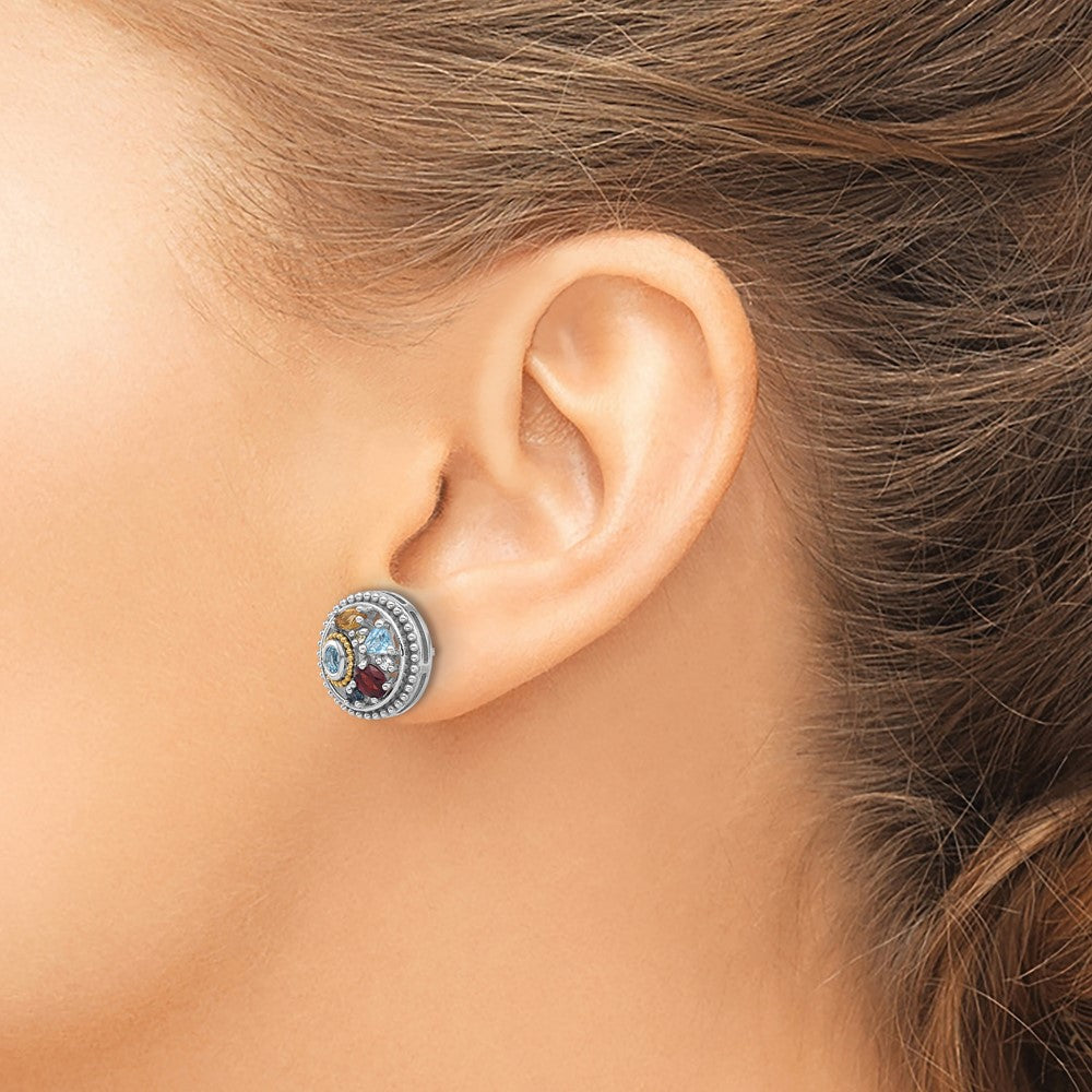 SS Rh-pl w/14K .10LBT/.55SBT/.52GA/.19CI/.02PE/.06WTM Earrings