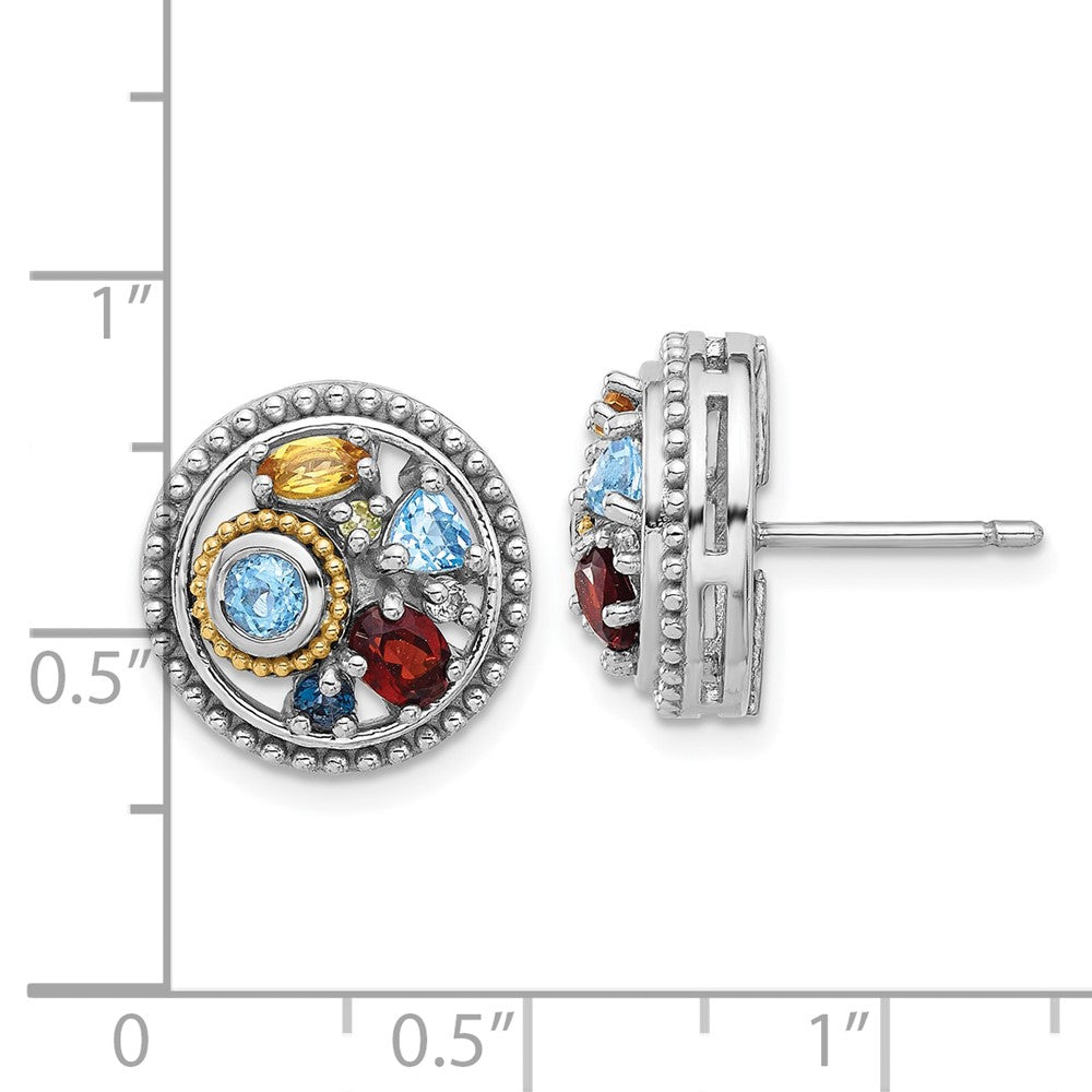SS Rh-pl w/14K .10LBT/.55SBT/.52GA/.19CI/.02PE/.06WTM Earrings
