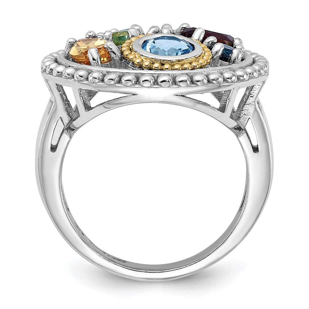 Sterling Silver Rh-plated w/14K .47CI/.93SBT/.15LBT/.13 Ring