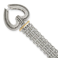 Sterling Silver Antiqued w/14k Diamond Heart Bracelet