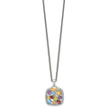 Sterling Silver Rh-pl w/14K .9 CI/.77 AM/.84 SBT/.83 PE Necklace