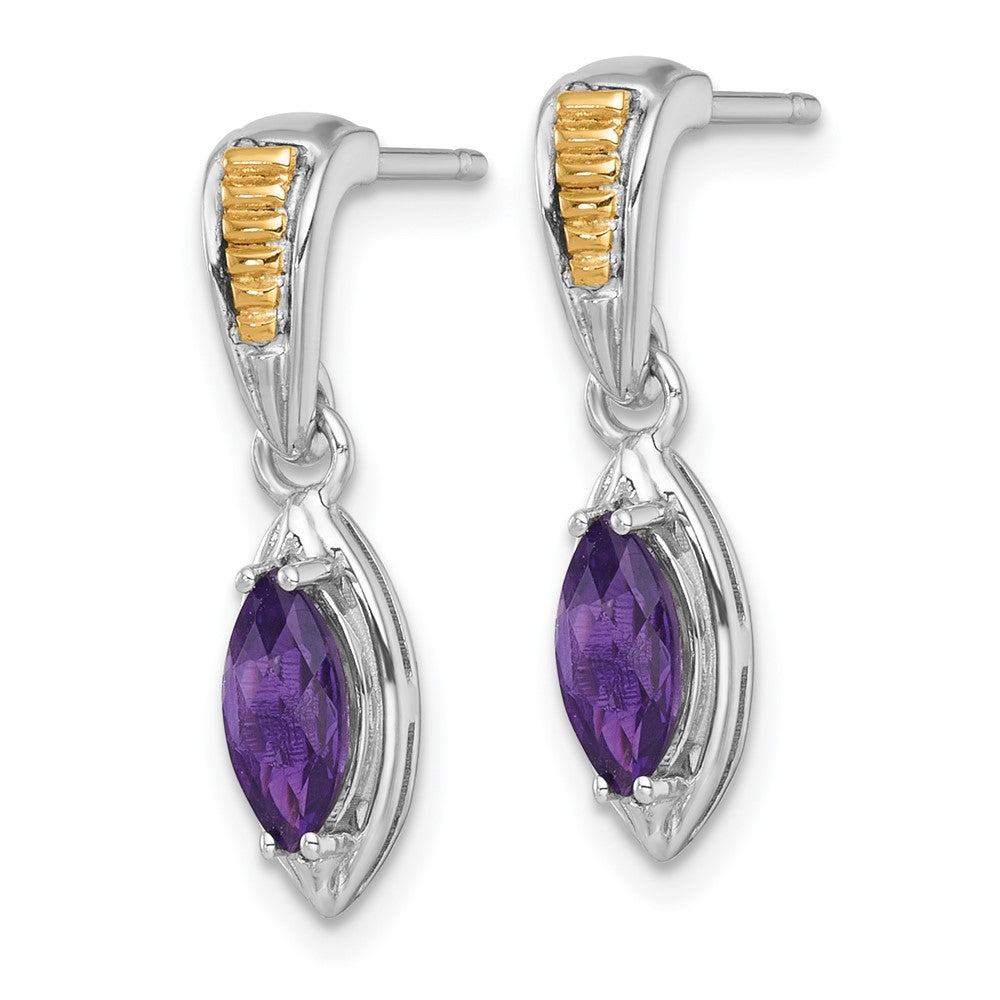 SS RH-plated w/14k Accent Amethyst Post Dangle Earrings