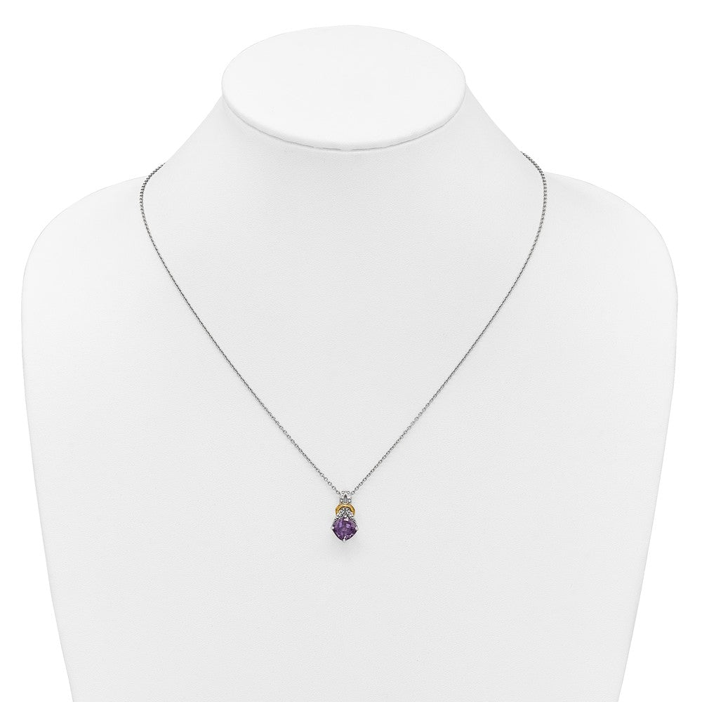 SS RH-plated w/ 14k Accent Amethyst and Dia Necklace