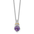 SS RH-plated w/ 14k Accent Amethyst and Dia Necklace