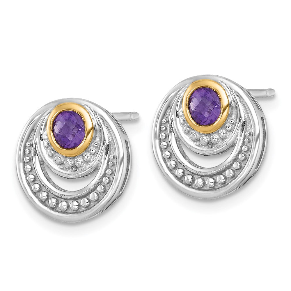 Sterling Silver Rhodium-plated w/14k Accent Amethyst Post Earrings