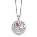 SS RH-plated w/14k Accent Amethyst Round Swirl Necklace